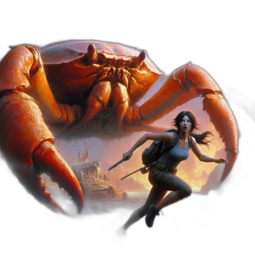 creature, food, concept art, photorealistic, fantasy art, 3d render, underwater, panicked transparent PNG cut-out