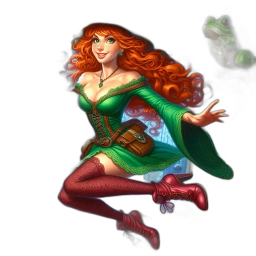 dress, fantasy art, concept art, comic book art, pixel art, green, young, woman transparent PNG cut-out