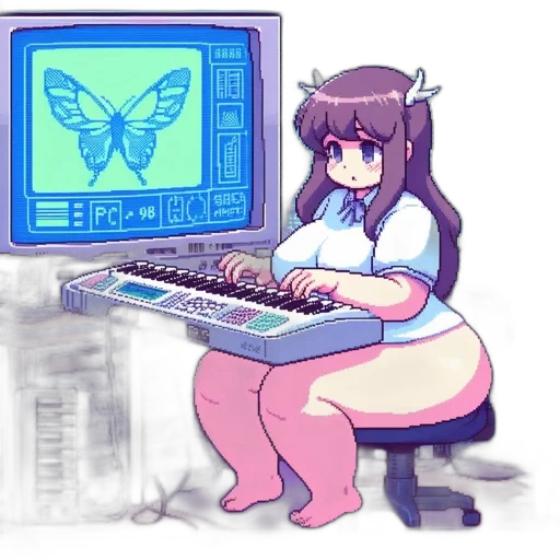 robot, furniture, creature, animal, vaporwave, pixel art, cyberpunk, anime transparent PNG cut-out