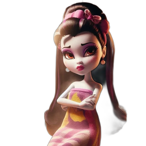 dress, 3d render, fantasy art, concept art, photorealistic, animated, female, character transparent PNG cut-out