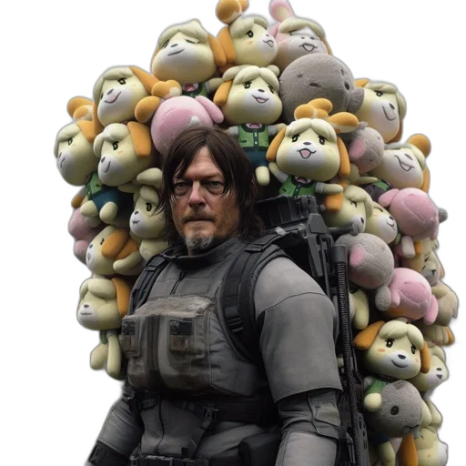 concept art, individual, long, hair, beard, glasses, tactical, vest transparent PNG cut-out