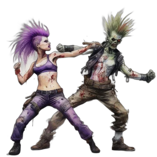 concept art, cyberpunk, fantasy art, comic book art, two, contrasting, characters, woman transparent PNG cut-out