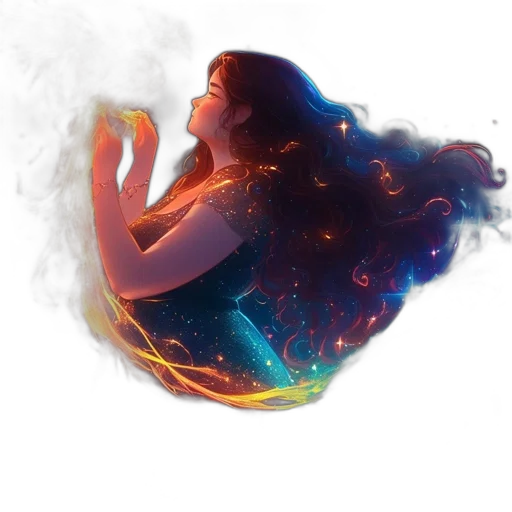 dragon, dress, fantasy art, concept art, photorealistic, watercolor, fire, outer space transparent PNG cut-out