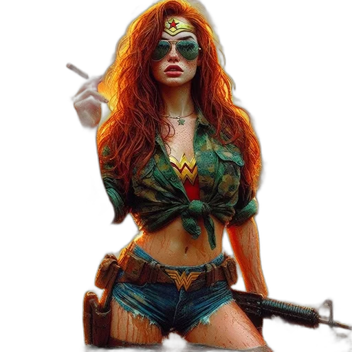 weapon, comic book art, fantasy art, concept art, pixel art, fire, green, woman transparent PNG cut-out