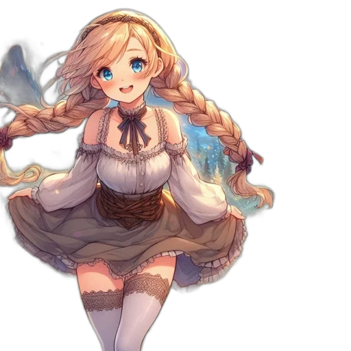 dress, staff, fantasy art, anime, pixel art, concept art, pastel, blue transparent PNG cut-out