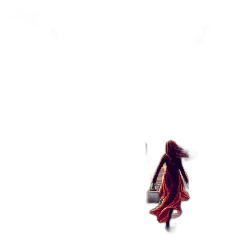 dress, creature, hair, umbrella, pixel art, anime, concept art, 3d render transparent PNG cut-out