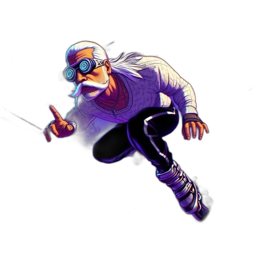 jacket, staff, weapon, concept art, comic book art, cartoon, pixel art, animated transparent PNG cut-out
