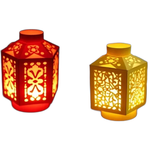 3d render, photorealistic, pixel art, golden, collection, diy, paper, lanterns transparent PNG cut-out