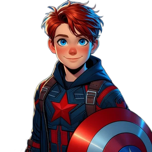 comic book art, concept art, cartoon, pixel art, young, character, red, hair transparent PNG cut-out
