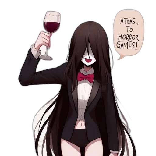hair, dress, pixel art, concept art, anime, cartoon, dark, elegant transparent PNG cut-out