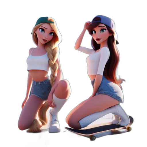 hat, 3d render, concept art, cartoon, anime, pastel, two, animated transparent PNG cut-out