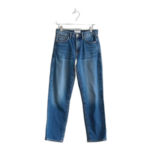 jacket, pair, blue, jeans, hanging, white, hanger, against transparent PNG cut-out
