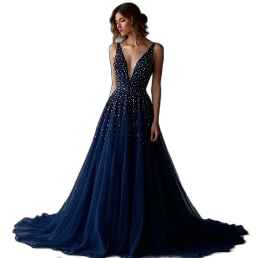 dress, blue, navy, neck transparent PNG cut-out