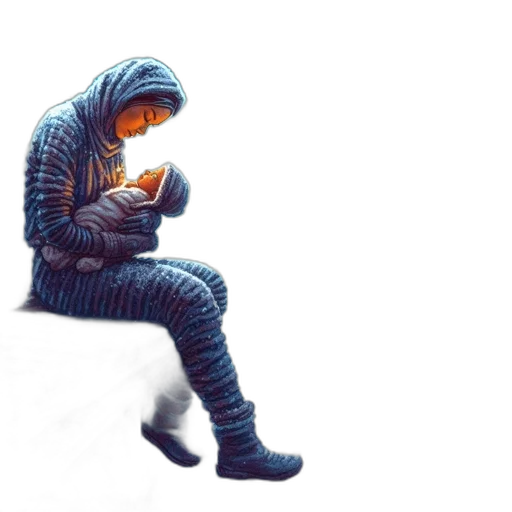 jacket, concept art, cyberpunk, pixel art, fantasy art, snowy, dimly, lit transparent PNG cut-out