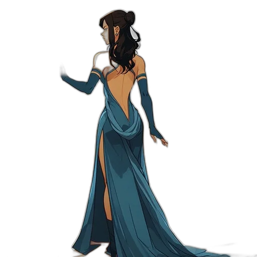 dress, concept art, fantasy art, pixel art, cartoon, blue, dark, golden transparent PNG cut-out