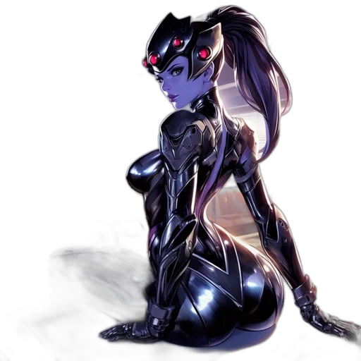 robot, dress, concept art, cyberpunk, fantasy art, anime, neon lights, dark transparent PNG cut-out