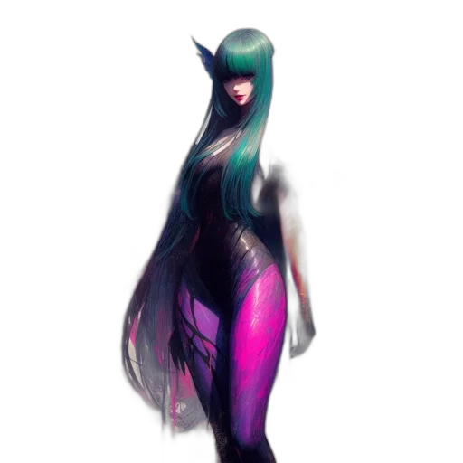 dress, creature, concept art, fantasy art, cyberpunk, pixel art, outer space, neon lights transparent PNG cut-out