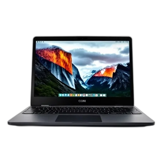 laptop, black, screen, displaying, mountain, wallpaper, shown, price transparent PNG cut-out