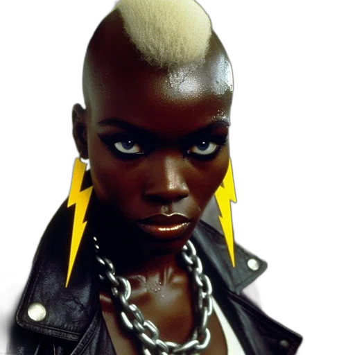 jewelry, hair, face, jacket, cyberpunk, concept art, photorealistic, 3d render transparent PNG cut-out