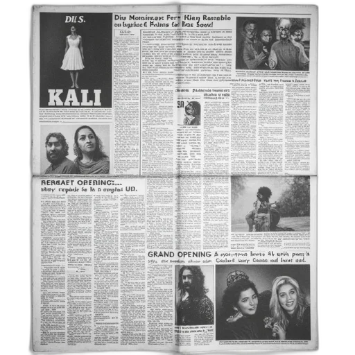 black, white, image, newspaper, page, various, advertisements, articles transparent PNG cut-out