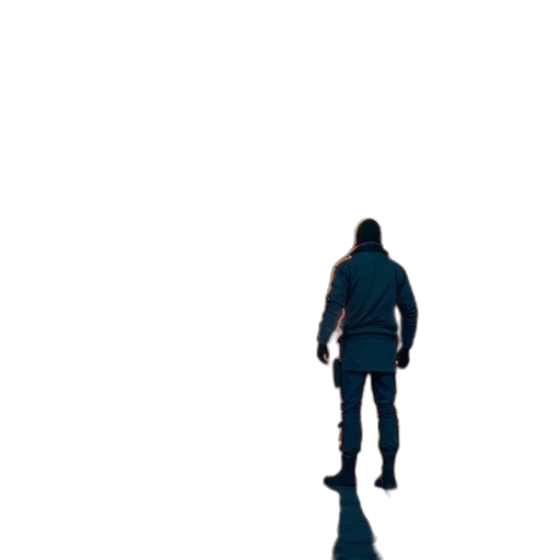 jacket, robot, staff, creature, concept art, pixel art, 3d render, cyberpunk transparent PNG cut-out