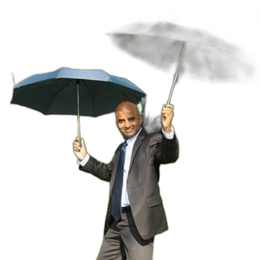 umbrella, staff, jacket, photorealistic, concept art, rain, man, suit transparent PNG cut-out