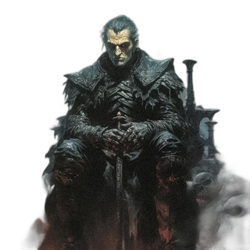 sword, staff, concept art, fantasy art, comic book art, pixel art, dark, stern transparent PNG cut-out