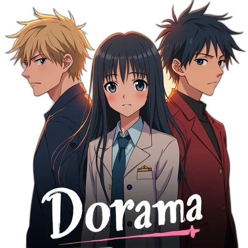 anime, dark, poster, characters, text, dorama transparent PNG cut-out
