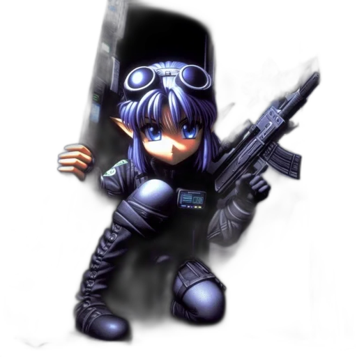 weapon, staff, robot, concept art, pixel art, cyberpunk, 3d render, figure transparent PNG cut-out