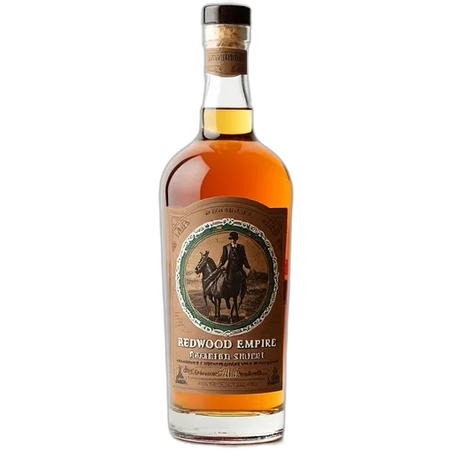 bottle, close-up, redwood, empire, whiskey, detailed, label, featuring transparent PNG cut-out