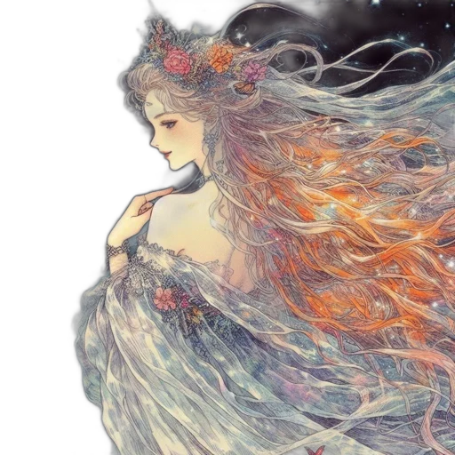 dress, dragon, crown, fantasy art, watercolor, anime, concept art, fire transparent PNG cut-out