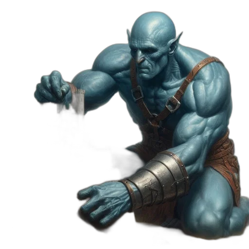 weapon, staff, creature, concept art, 3d render, fantasy art, comic book art, blue transparent PNG cut-out