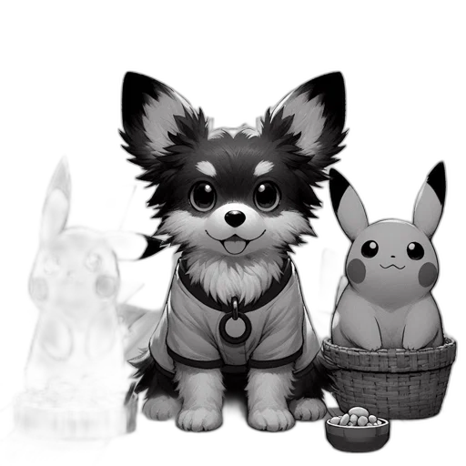 animal, concept art, pixel art, 3d render, fantasy art, monochrome, artwork, features transparent PNG cut-out