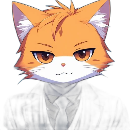 staff, animal, anime, pixel art, cartoon, watercolor, monochrome, cat transparent PNG cut-out