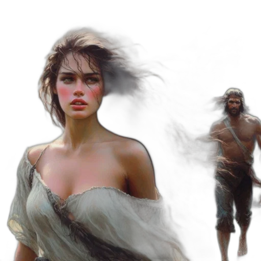 fantasy art, concept art, photorealistic, oil painting, fog, rain, beach, underwater transparent PNG cut-out