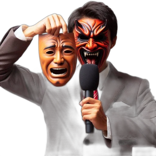 mask, face, staff, concept art, photorealistic, suited, man, holds transparent PNG cut-out
