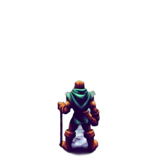 robot, sword, weapon, staff, pixel art, concept art, 3d render, fantasy art transparent PNG cut-out