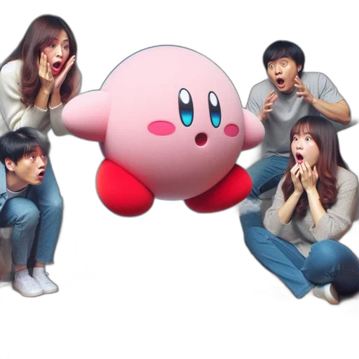 concept art, 3d render, whimsical, scene, displays, four, people, reacting transparent PNG cut-out