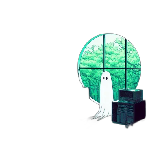 creature, robot, tree, mask, pixel art, concept art, vaporwave, anime transparent PNG cut-out