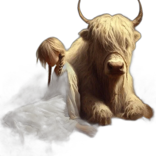 animal, creature, concept art, fantasy art, photorealistic, oil painting, field, golden transparent PNG cut-out