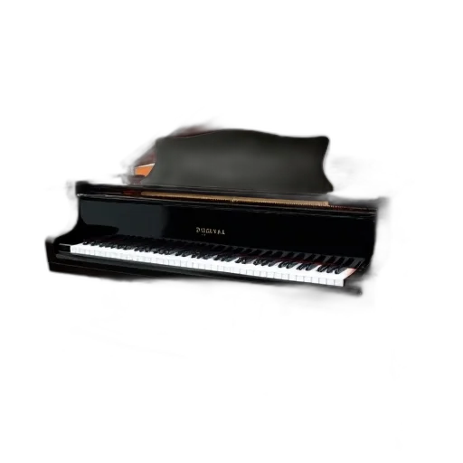 black, grand, piano, shiny, finish, displayed, room, grey transparent PNG cut-out