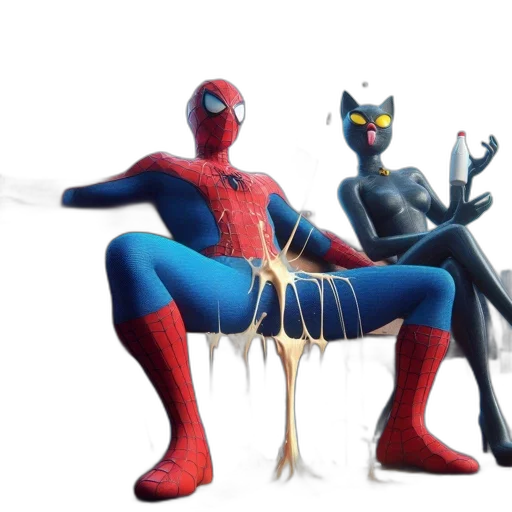 concept art, 3d render, comic book art, two, popular, comic, characters, spider-man transparent PNG cut-out