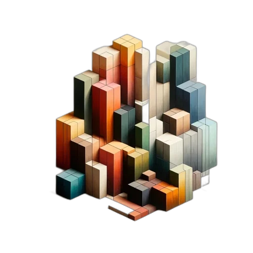 building, furniture, 3d render, pixel art, concept art, colorful, earth tones, artistic transparent PNG cut-out