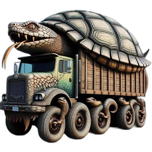 animal, car, dragon, creature, concept art, fantasy art, 3d render, photorealistic transparent PNG cut-out