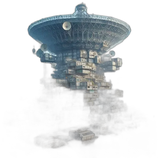 robot, hat, building, concept art, 3d render, fantasy art, pixel art, outer space transparent PNG cut-out