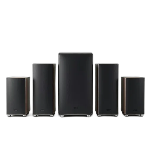 collection, five, modern, sleek, speakers, minimalist, design, each transparent PNG cut-out