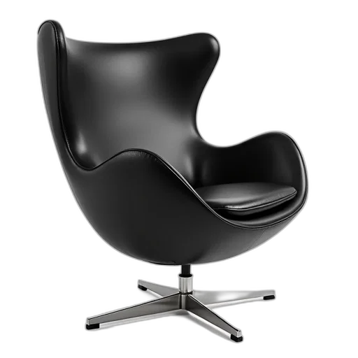 furniture, 3d render, photorealistic, black, leather, chair, high, backrest transparent PNG cut-out
