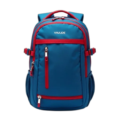 jacket, blue, red, backpack, zipper, closure, multiple, compartments transparent PNG cut-out