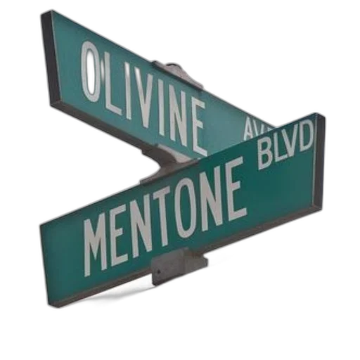 3d render, neon lights, green, street, sign, intersection, mentone, blvd transparent PNG cut-out