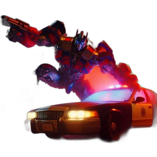 robot, car, weapon, concept art, 3d render, fire, large, red transparent PNG cut-out